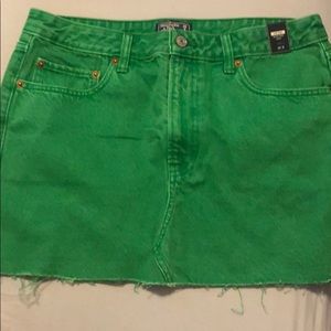 Green mini skirt